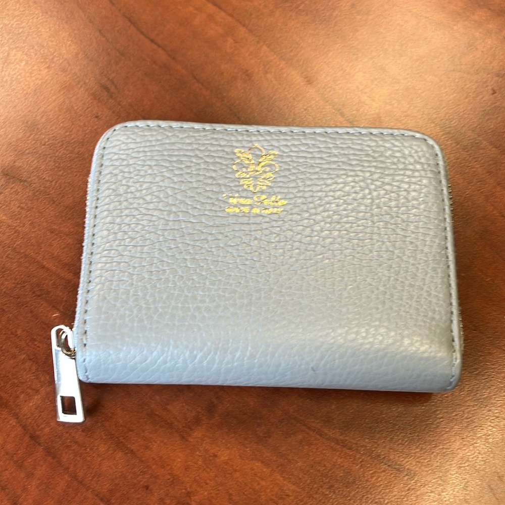 Vera Pelle Made In Italy Small Italian Leather Wallet Light Gray